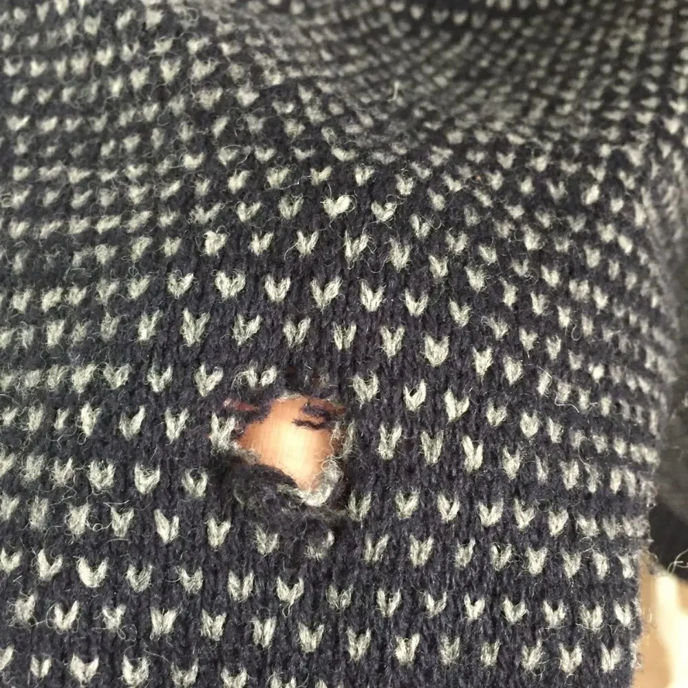 J. Crew Navy Hearts Crewneck Knit Sweater